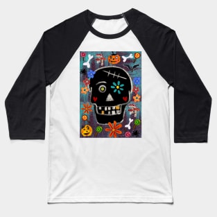 Halloween Skull Baseball T-Shirt